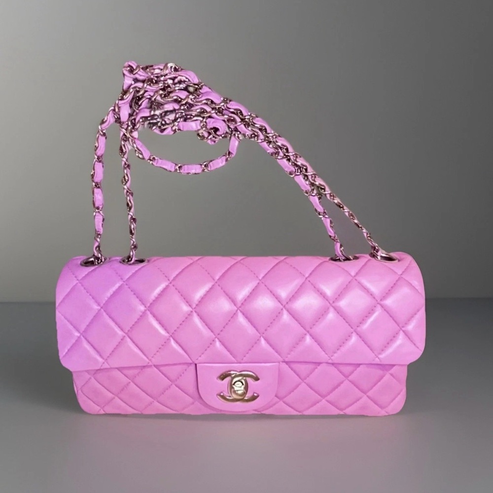 Chanel mauve Pink Quilted Lambskin Valentine's Day East West Single Flap Bag - Picture 3 of 10